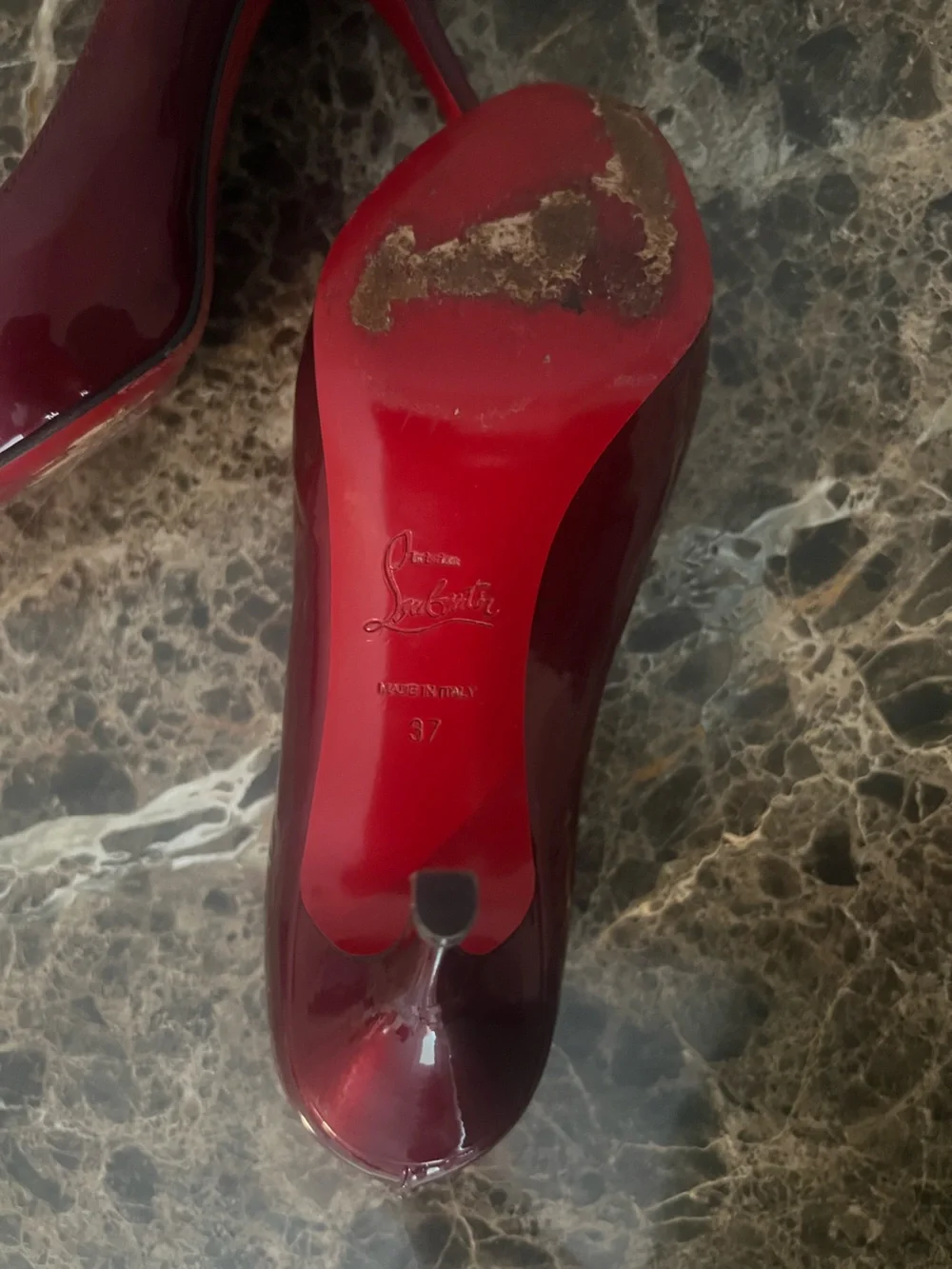 Christian Louboutin Shimmering Burgundy Patent Leather Prive 70mm Platform Pumps